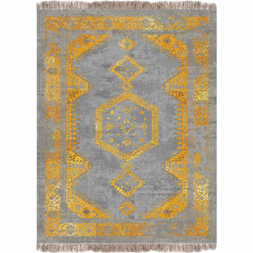 فرش 1240 شانه طرح دستباف کد G1025 طوسی