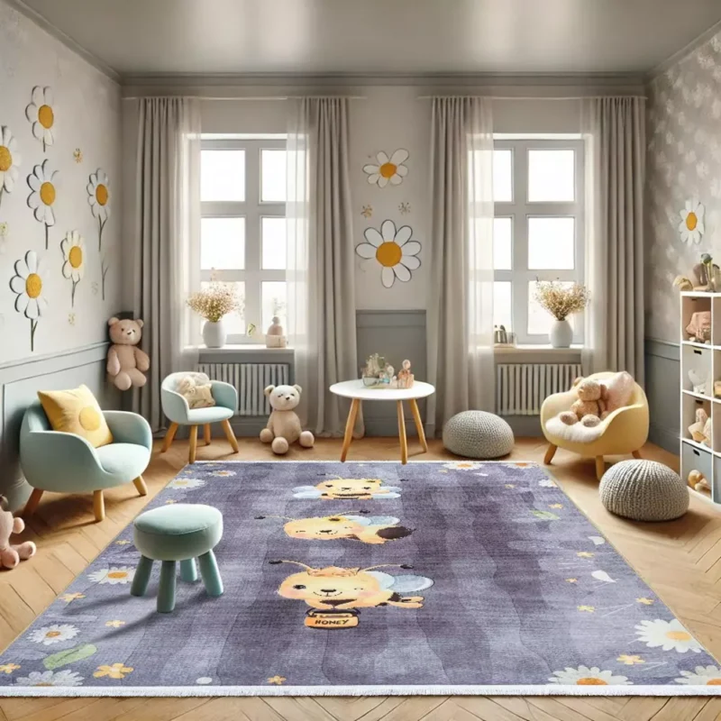فرش کودک طرح زنبورها کد 25KM0040