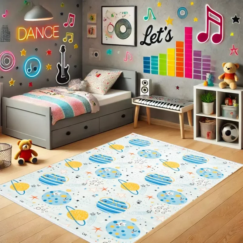 فرش کودک طرح سیاره‌ها کد 25KM0130