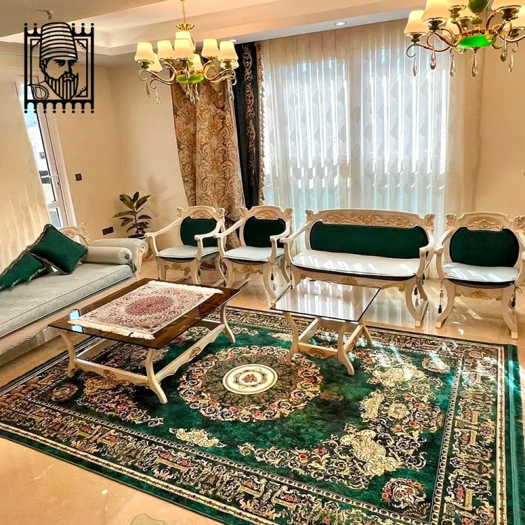 فرش طرح دستباف 1240 شانه کد D1044 سبز