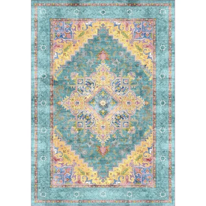 فرش 1240 شانه طرح دستباف کد t1092 فیروزه ای