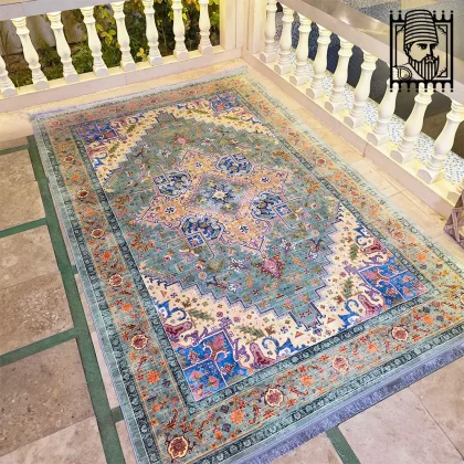 فرش 1240 شانه طرح دستباف کد T1093 سبز