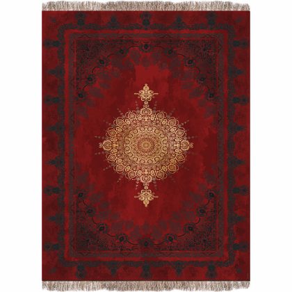 فرش 1240 شانه طرح دستباف کد A1014 لاکی