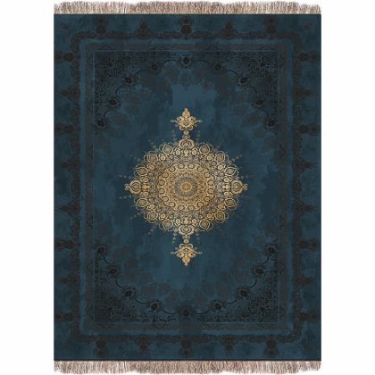 فرش 1240 شانه طرح دستباف کد A1015 سورمه ای