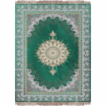 فرش 1240 شانه طرح دستباف کد A1016 سبز