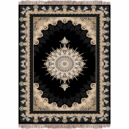 فرش 1240 شانه طرح دستباف کد A1018 مشکی