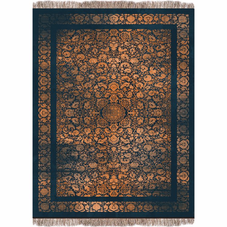 فرش 1240 شانه طرح دستباف کد A1035 سرمه ای