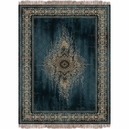 فرش 1240 شانه طرح دستباف کد B1051 سورمه ای