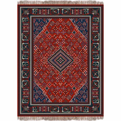 فرش 1240 شانه طرح دستباف کد C1002 لاکی