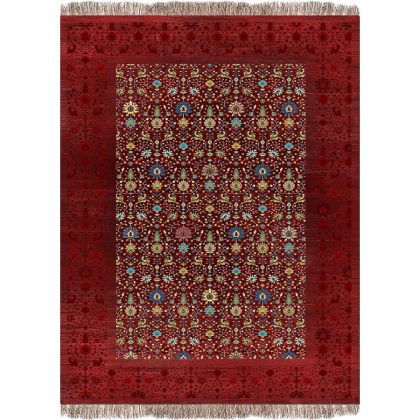 فرش 1240 شانه طرح دستباف کد C1067 لاکی