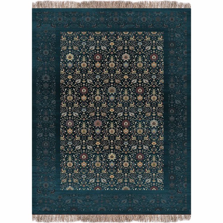 فرش 1240 شانه طرح دستباف کد C1068 سرمه ای