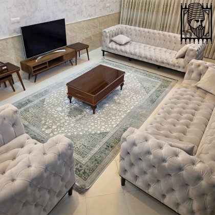 فرش طرح هریس کد 2035 نقره ای ۱۲۰۰ شانه