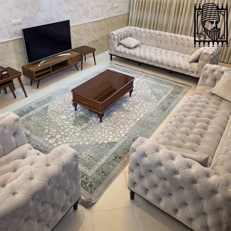 فرش طرح هریس کد 2035 نقره ای ۱۲۰۰ شانه