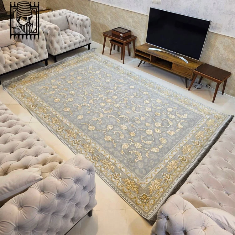 فرش 1200 شانه طرح مروارید طوسی