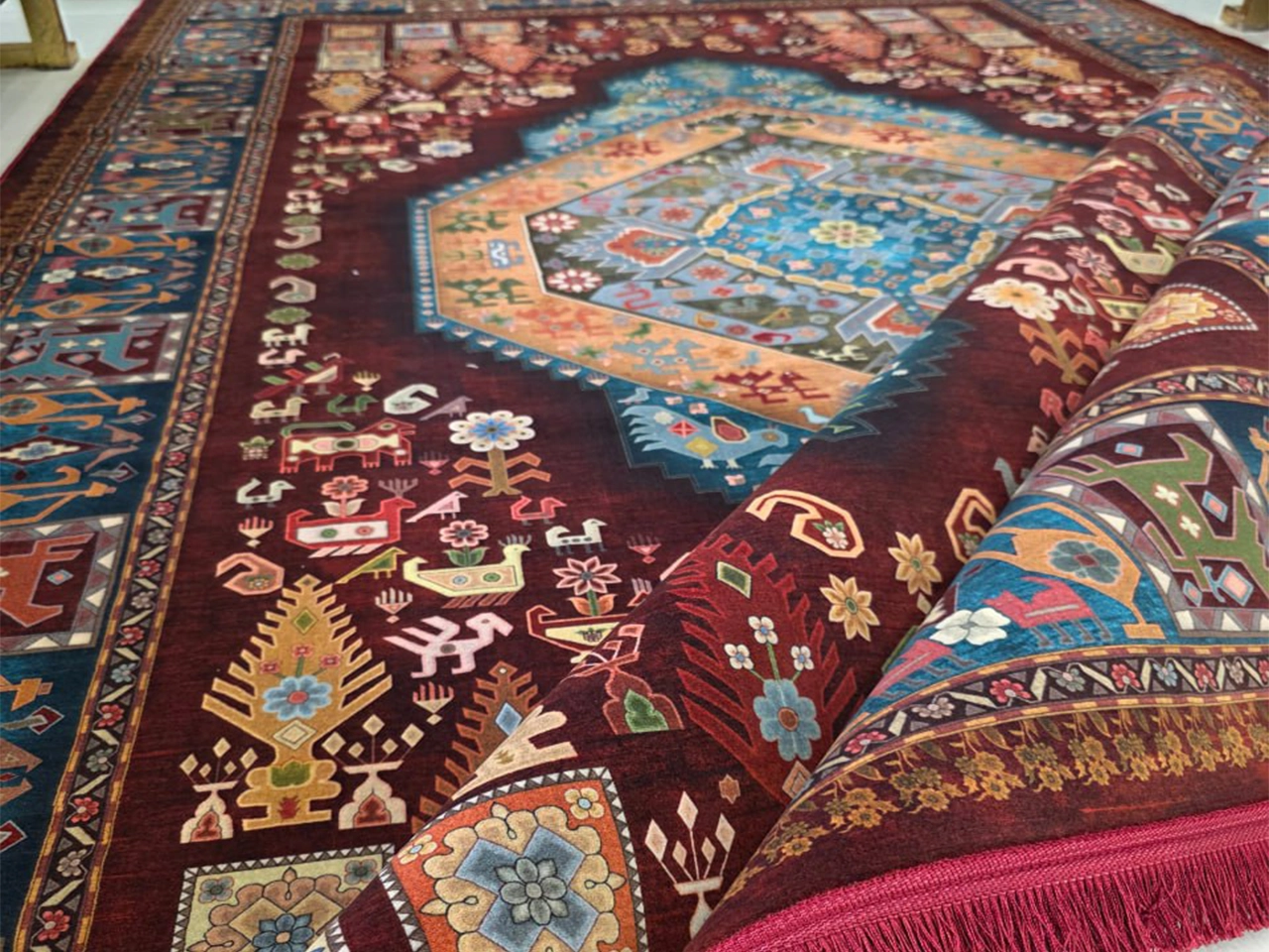 فرش 1240 شانه طرح دستباف کد T1113 لاکی