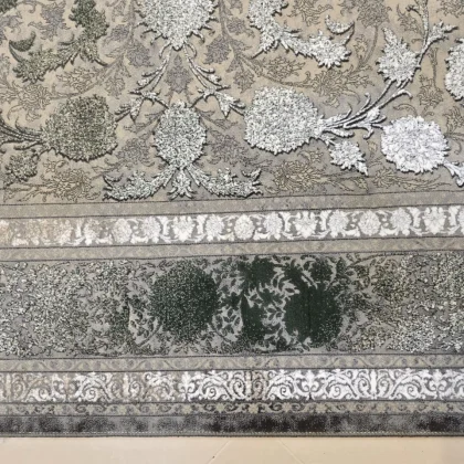 فرش ۱۲۰۰ شانه طرح نقره ای گل برجسته