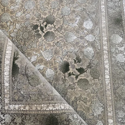 فرش ۱۲۰۰ شانه طرح نقره ای گل برجسته