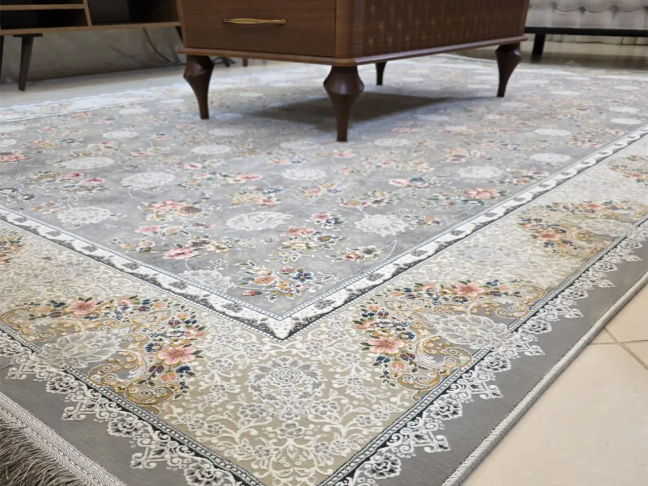 فرش 1200 شانه افشان کد 25850 طوسی