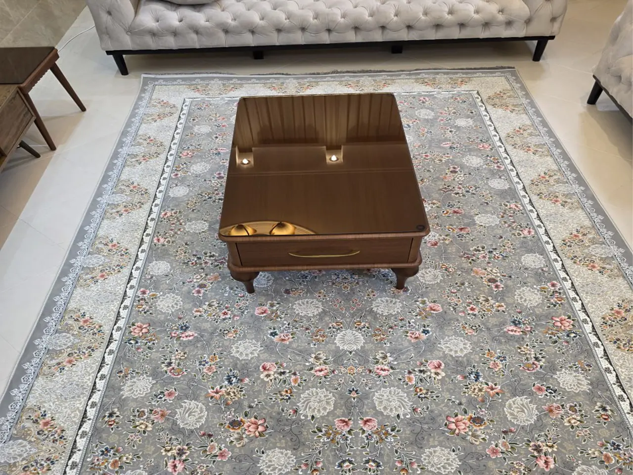 فرش 1200 شانه افشان کد 25850 طوسی