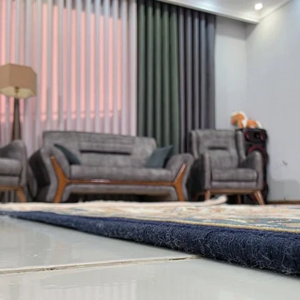 فرش 1200 شانه طرح آذر سرمه ای