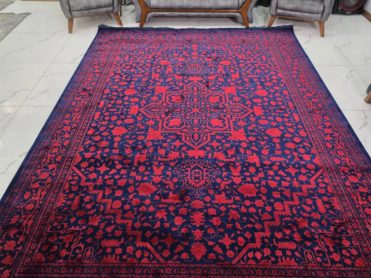 فرش ۱۲۰۰ شانه لاکی سرمه ای کد 1070