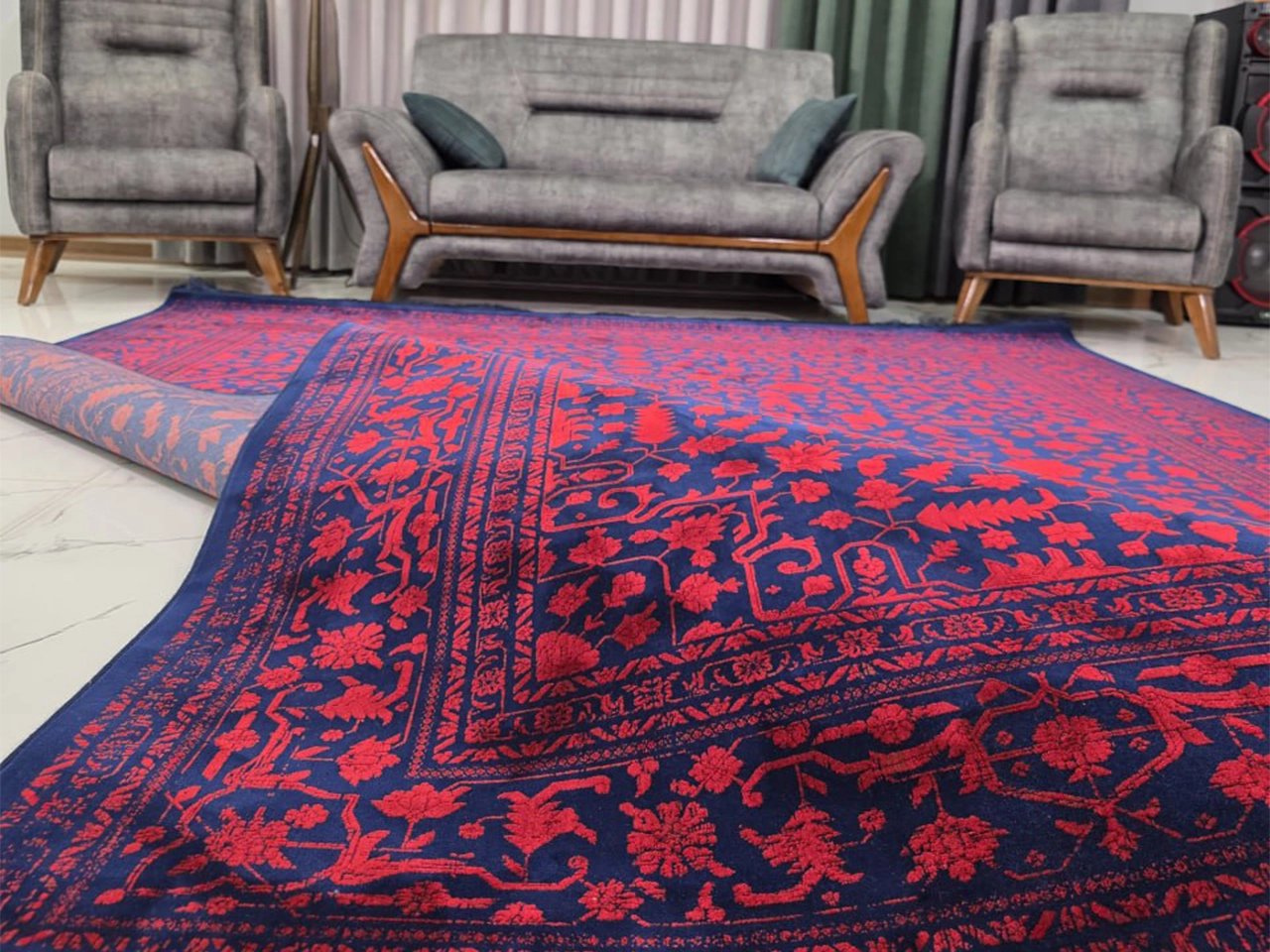 فرش ۱۲۰۰ شانه لاکی سرمه ای کد 1070