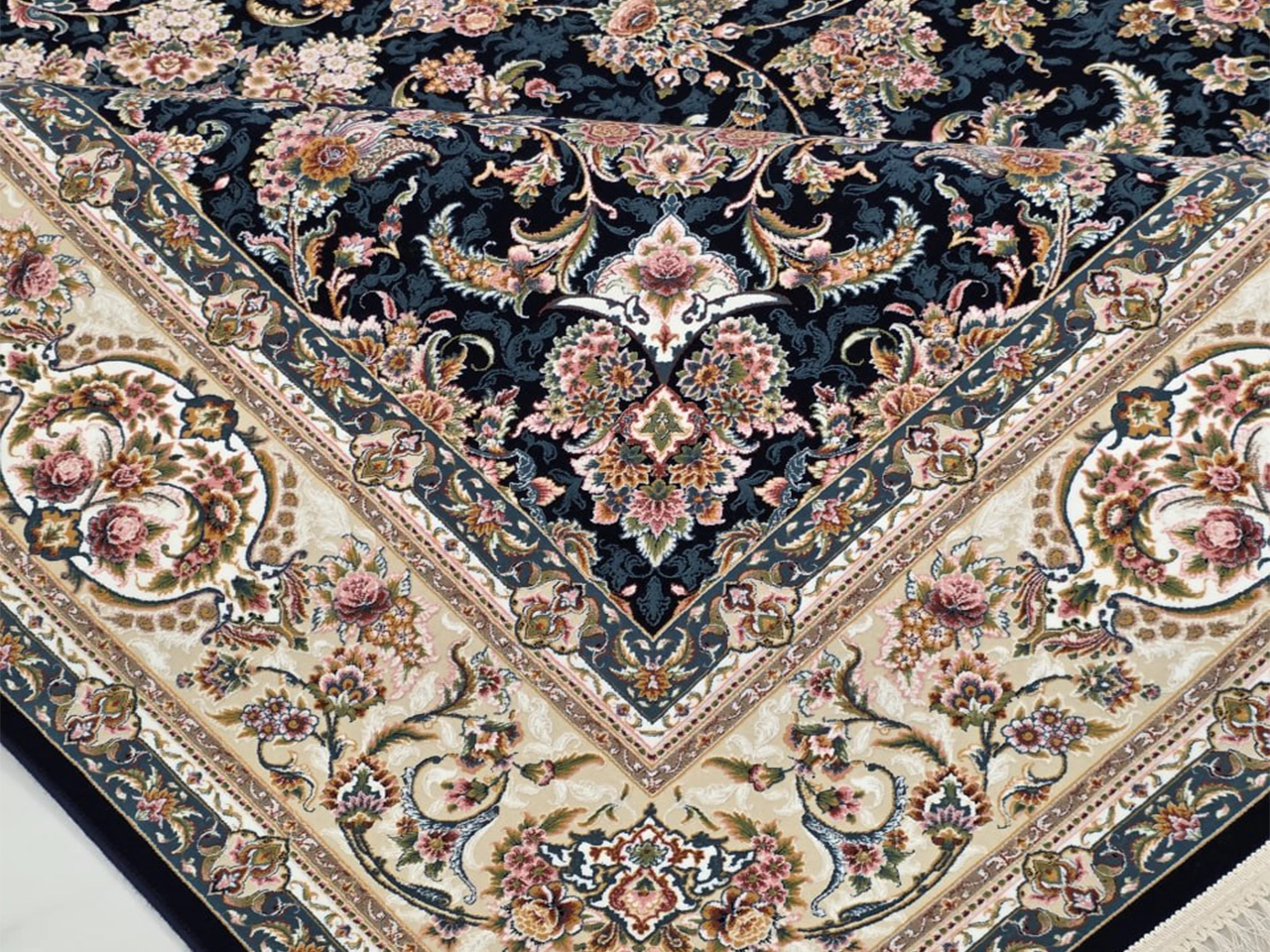 فرش 1200 شانه طرح آذر سرمه ای