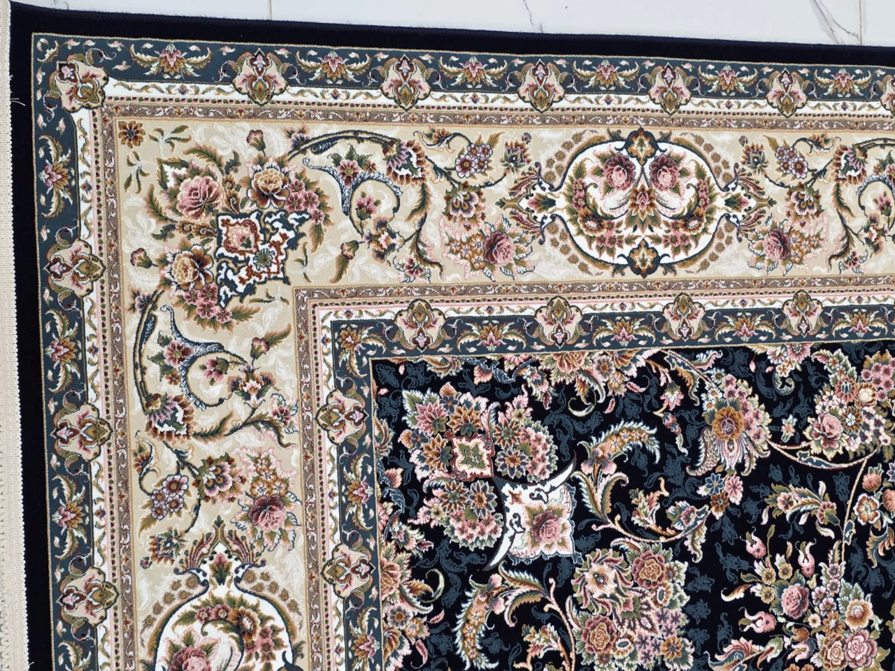 فرش 1200 شانه طرح آذر سرمه ای