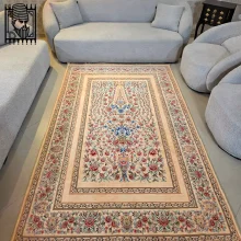 فرش طرح باغ گل کرم معادل 77 رج دستباف