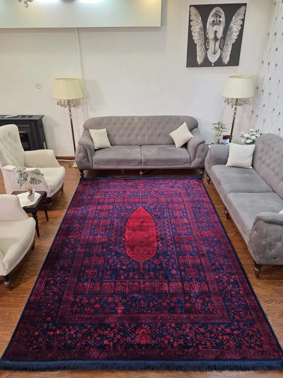 فرش ۱۲۰۰ شانه کد 1045 سرمه ای