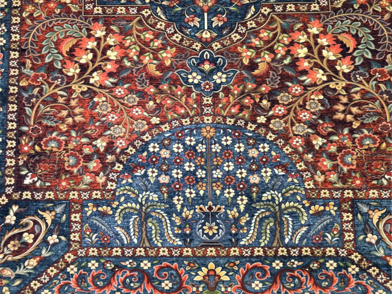 فرش طرح دستباف کد 202739 قرمز 1200 شانه