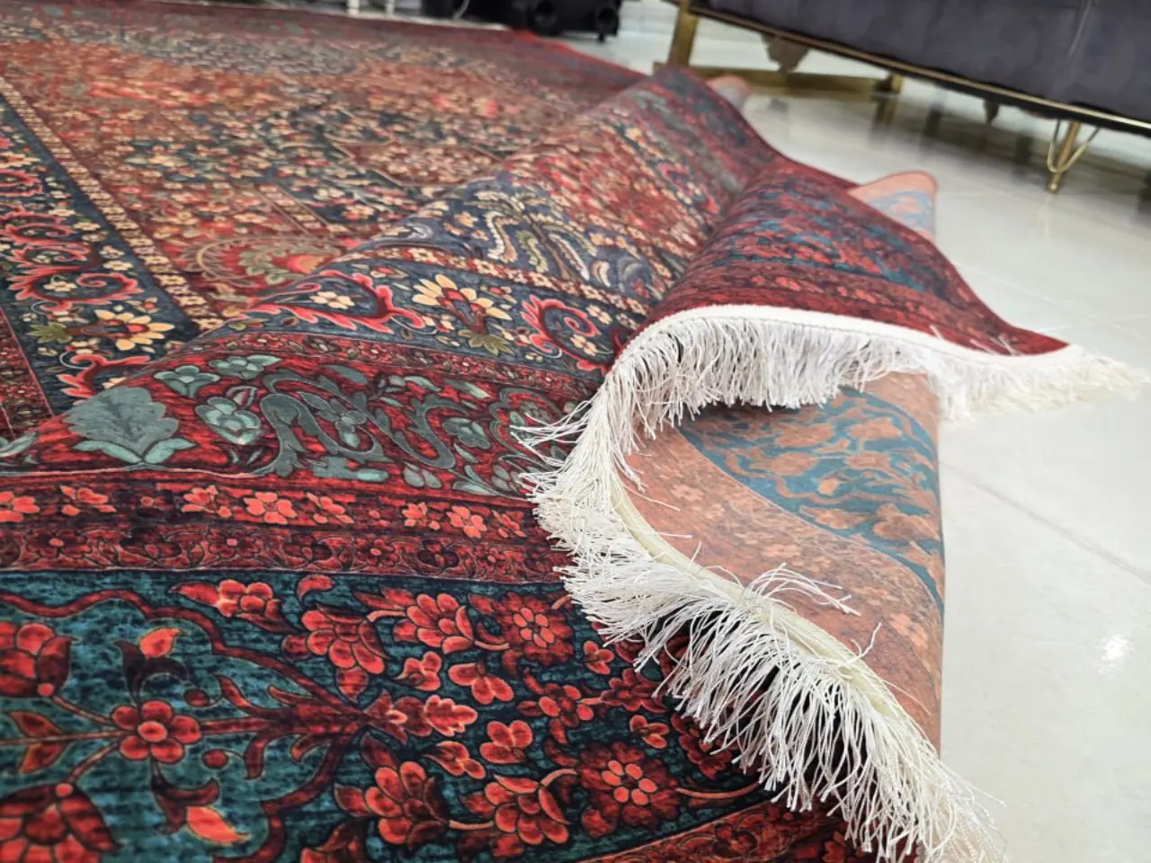 فرش طرح دستباف کد 202739 قرمز 1200 شانه