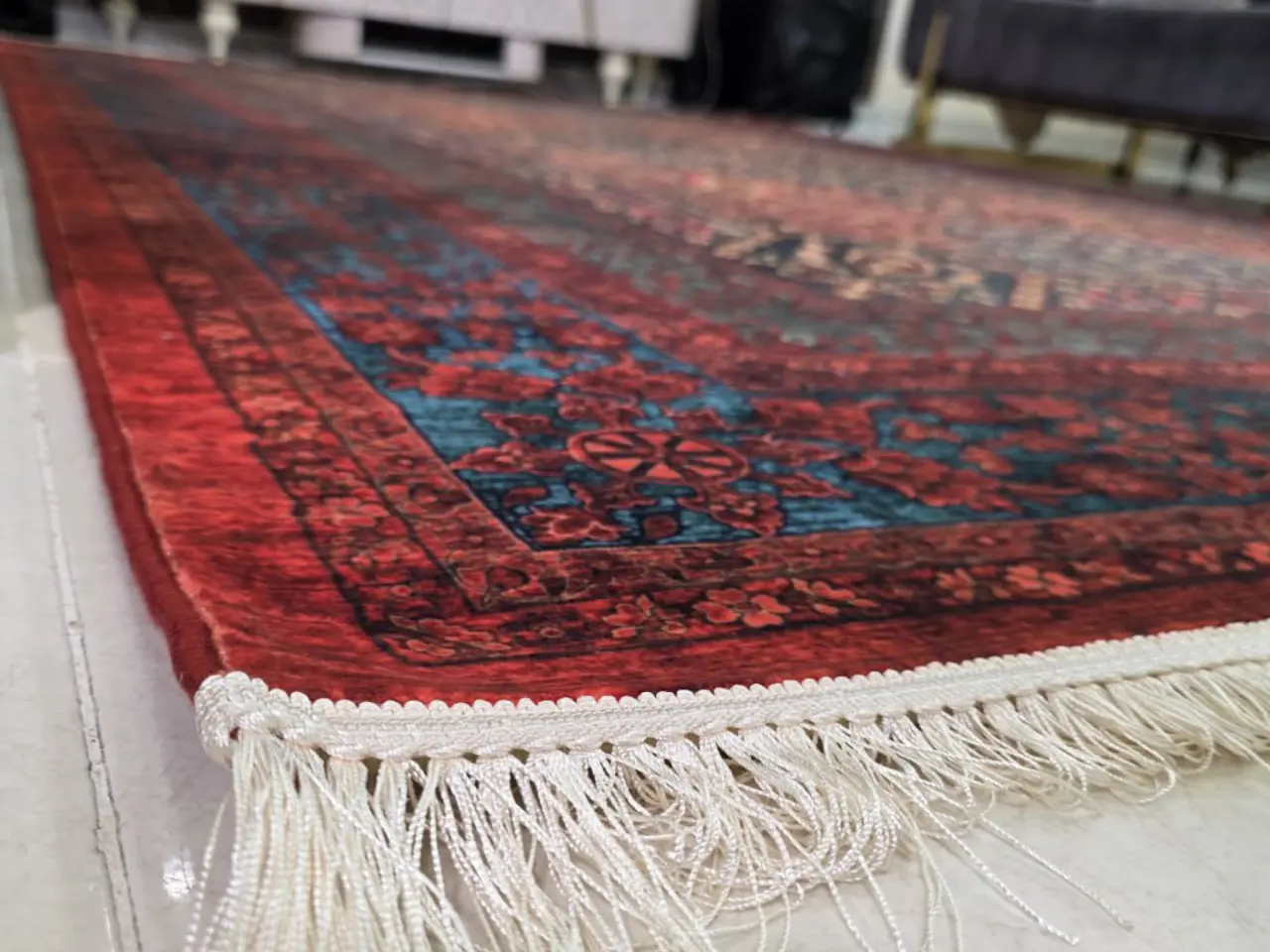 فرش طرح دستباف کد 202739 قرمز 1200 شانه