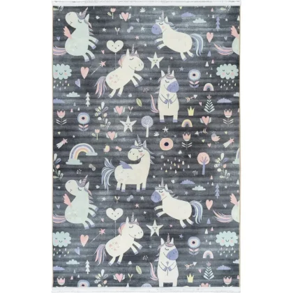 فرش کودک طرح اسب تک شاخ کد 25KM0030