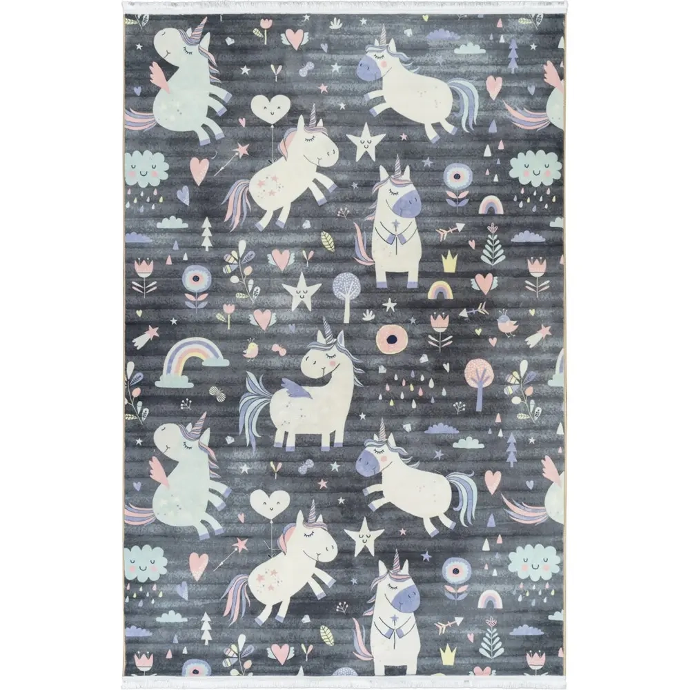 فرش کودک طرح اسب تک شاخ کد 25KM0030