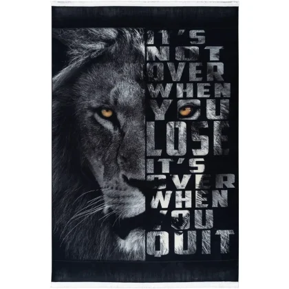 فرش کودک طرح شیر کد 25KN0000 سیاه