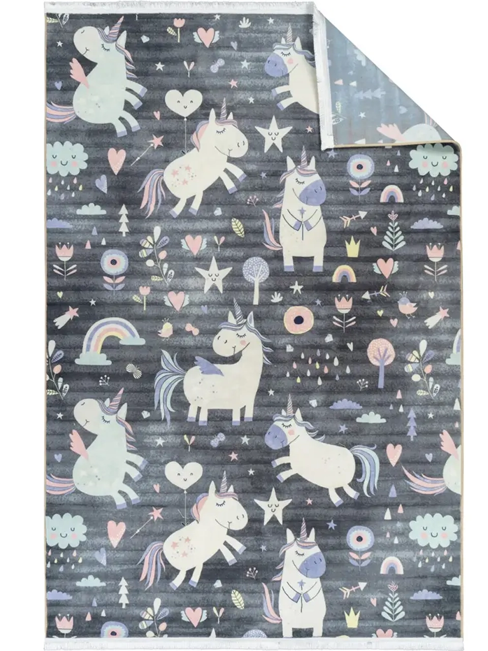 فرش کودک طرح اسب تک شاخ کد 25KM0030