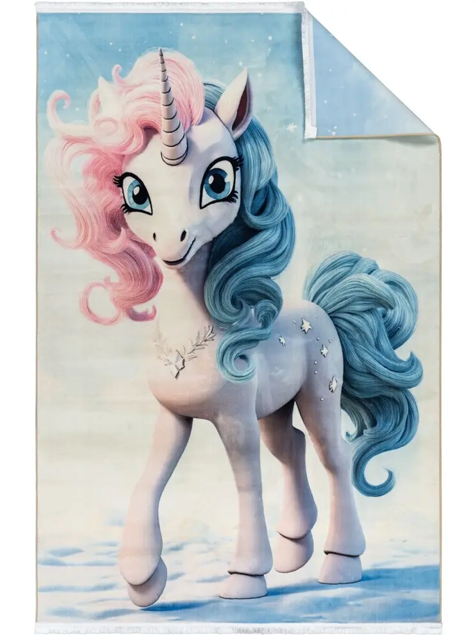 فرش کودک طرح اسب تک شاخ کد 25KK0050